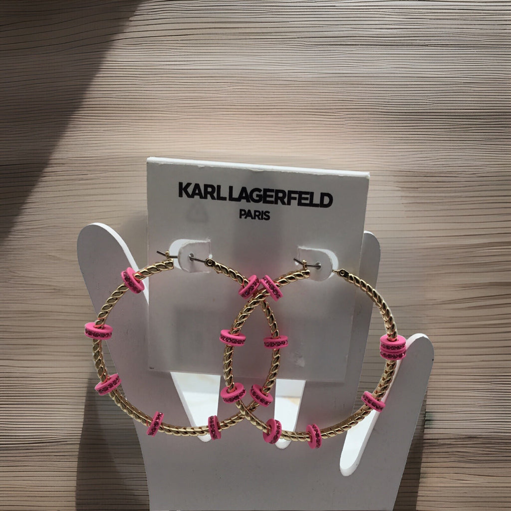 karl lagerfeld paris Women’s Gold Color Earrings Hoops Medium 