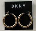 DKNY Gold Tone Earrings Hoops Tick 
