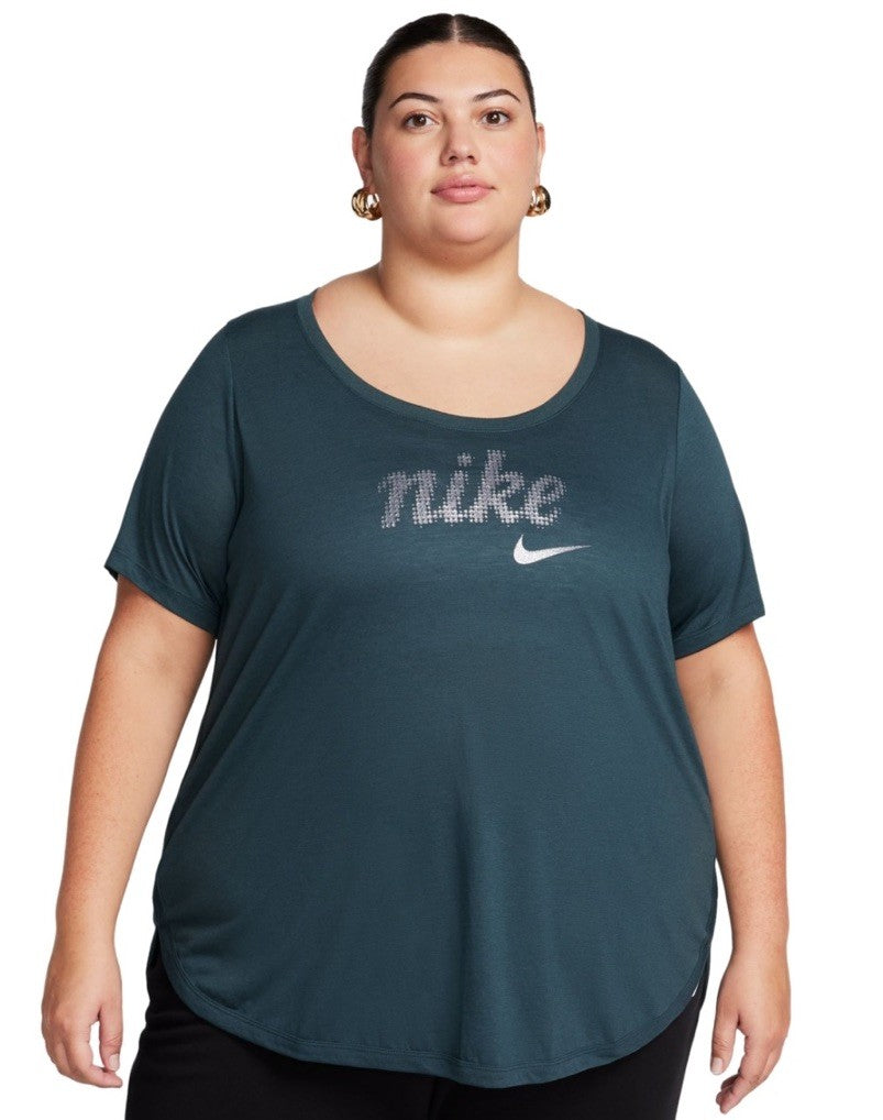 Nike Women's Plus Size Essential Tunic Logo T-Shirt 1X Green 