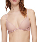 Calvin Klein Women's Sheer Marquisette Unlined Plunge Bra Beige 34C