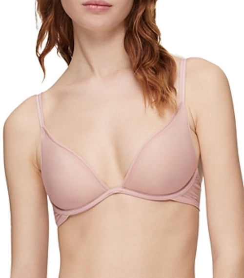 Calvin Klein Women's Sheer Marquisette Unlined Plunge Bra Beige 34C