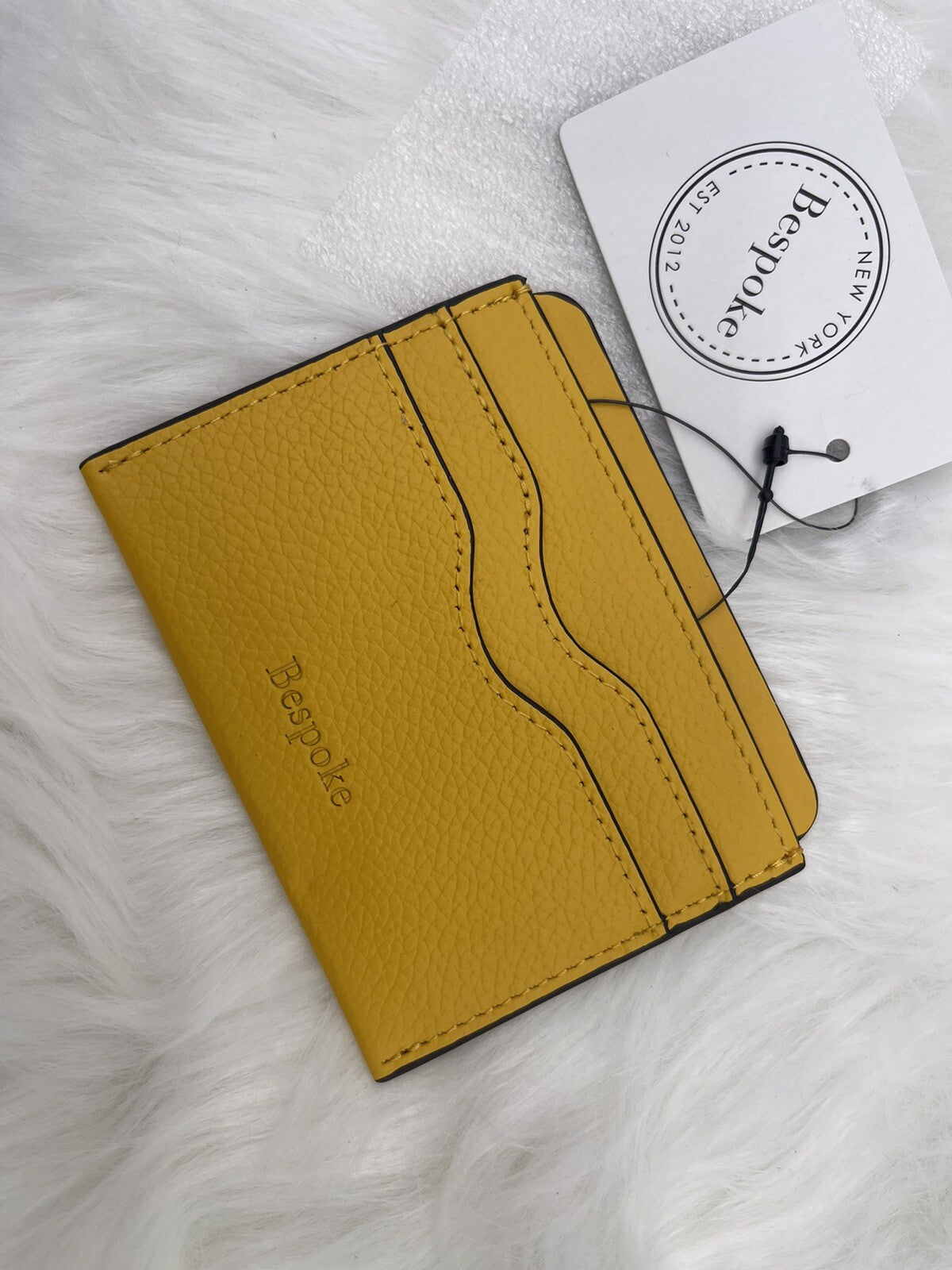 Bespoke Men's Yellow Pebble Leather Card Case Cardholder