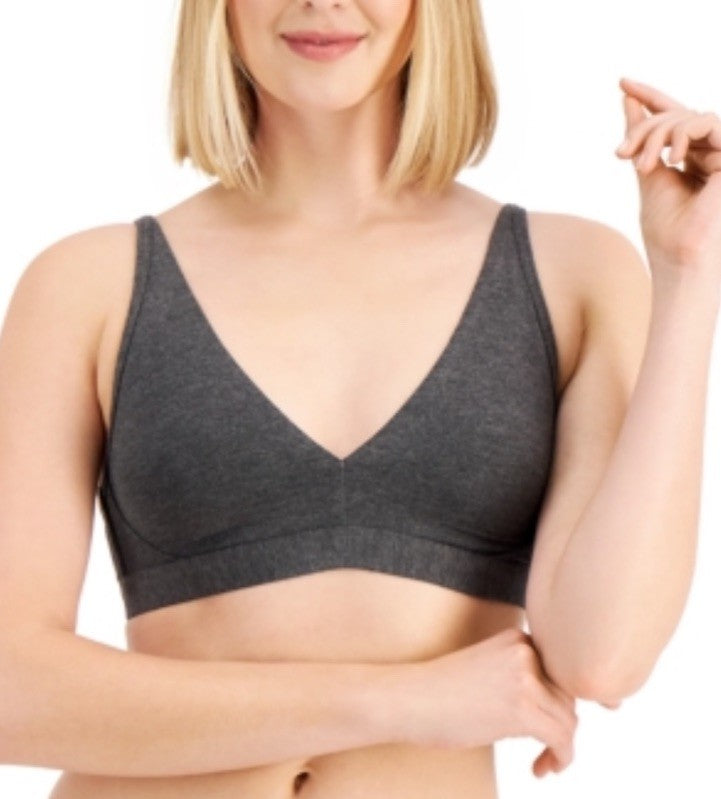 Alfani Women Essential Unlined Wireless Full Coverage Bralette Charcoal  L