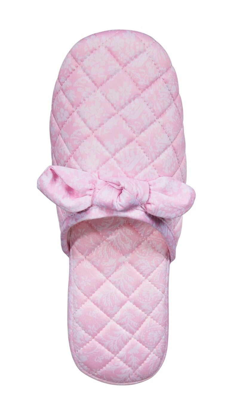 Charter Club Women's Gingham-Print Bow-Top Slippers, L 9-10