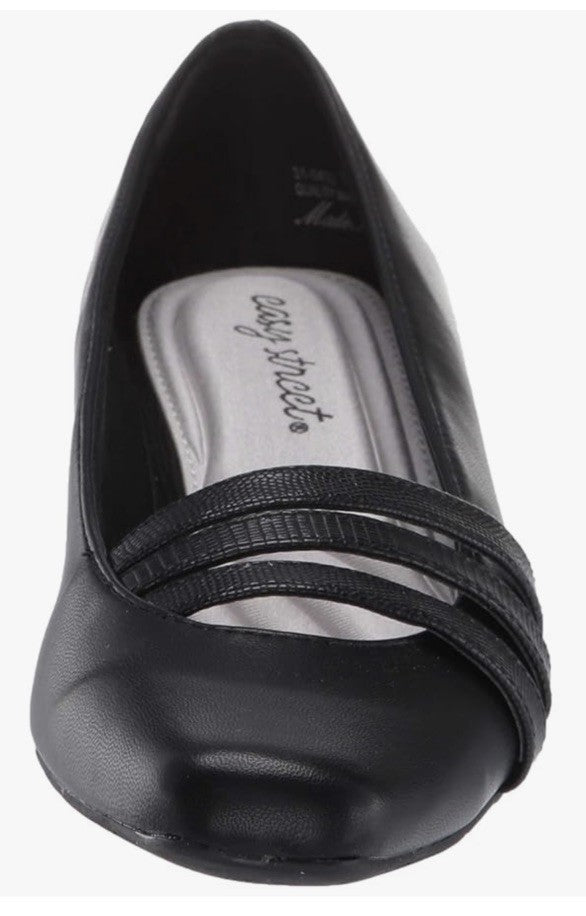 Easy Street Women's Entice Squared Toe Pumps, Black Lizard Size 8.5M