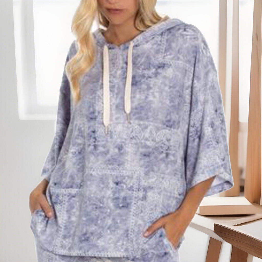 Midnight Bakery Bandana Hacci Hoodie in Railey Bandana Blue  Medium