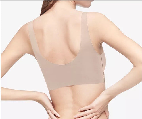 Calvin Klein Women's Invisibles Comfort Plunge Push-Up Bralette QF5785 Nude XS
