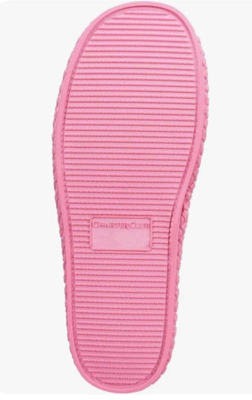 CHARTER CLUB terry bow open toe womens slide slippers Memory Foam Size 9-10 PINK