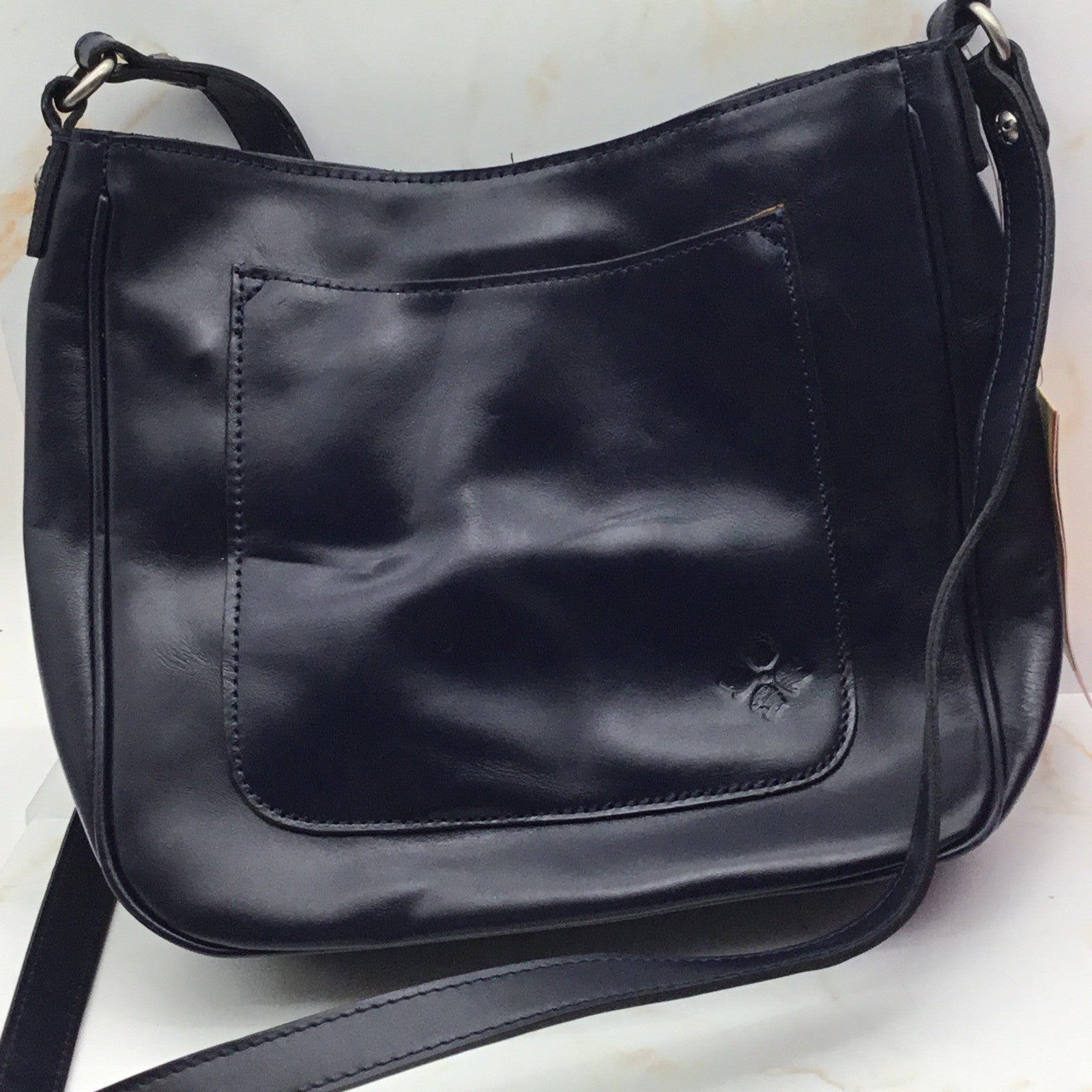PATRICIA NASH Emeline vintage distressed leather crossbody + Dust bag Navy Blue