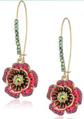 US Seller Betsey Johnson Rose Dangle Earrings Multi-color