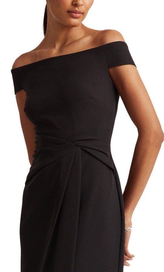 Lauren Ralph Lauren Women's Off-The-Shoulder Column Gown Black Size 14