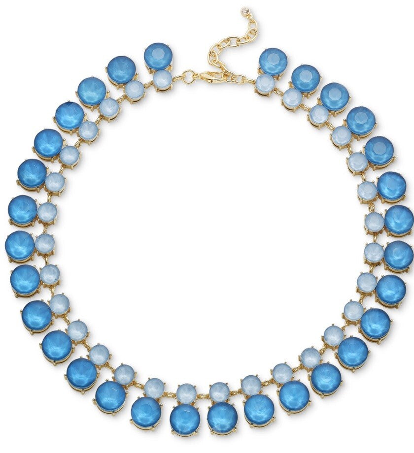 Gold-Tone Color Crystal & Stone All-Around Collar Necklace, 16" + 2" extender