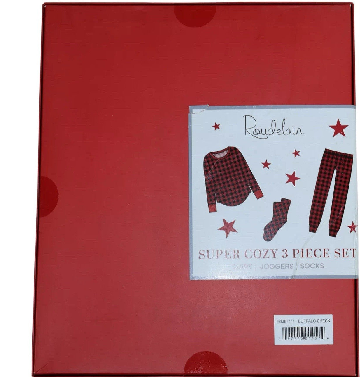 Roudelain 3-Piece Super Cozy Fleece Shirt/Joggers/Socks Sleepwear Pajama Set  L