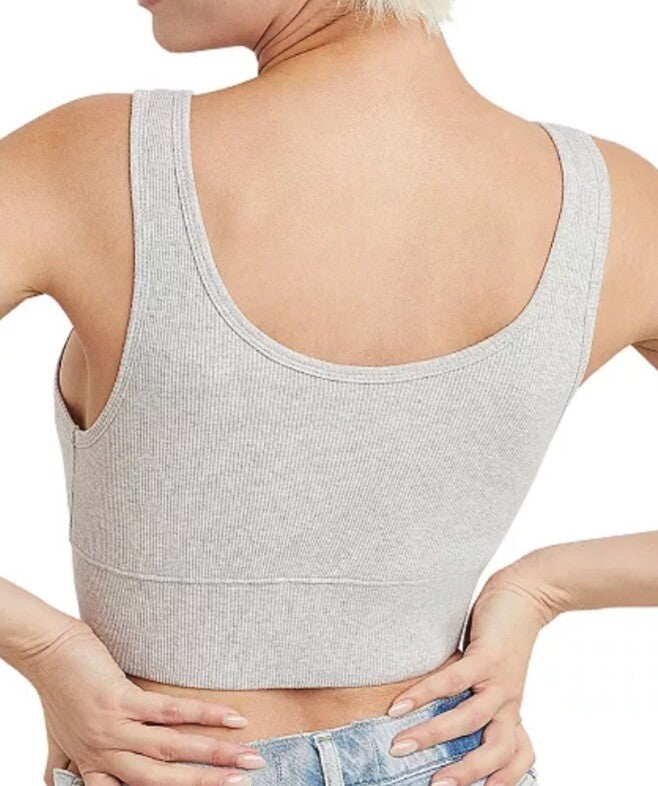 Hanes Women's Originals Cozywear Ribbed Longline Bralette OG116 - Light Steel L