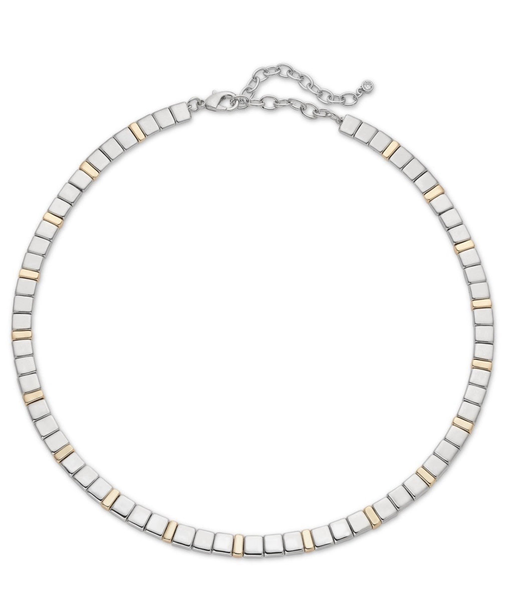 On 34th Two-Tone Square Beaded Collar Necklace, 16" + 3" Extender Multi