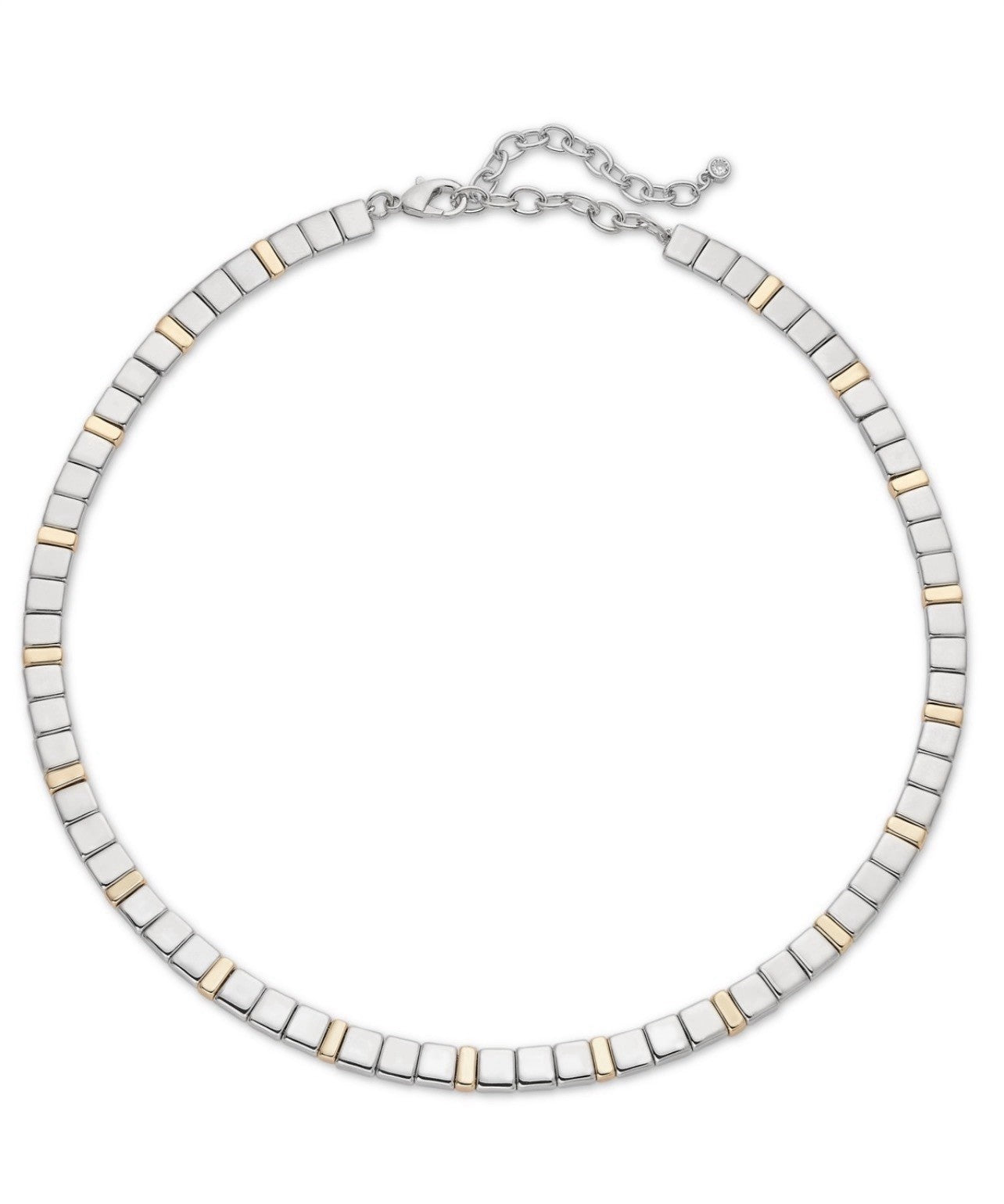 On 34th Two-Tone Square Beaded Collar Necklace, 16" + 3" Extender Multi
