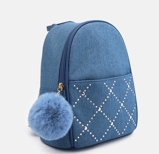 KINGSTON DENIM RHINESTONE MINI BACKPACK Dark Denim