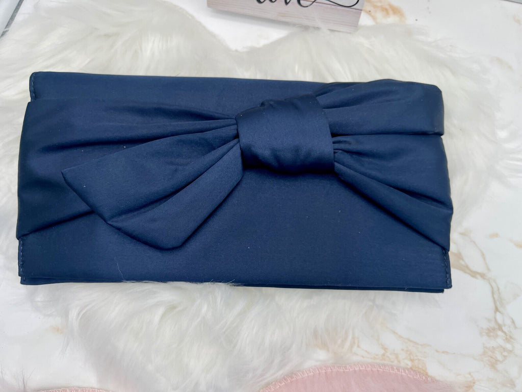 Inc International Party/evening Hand Bag One Size Satin Navy