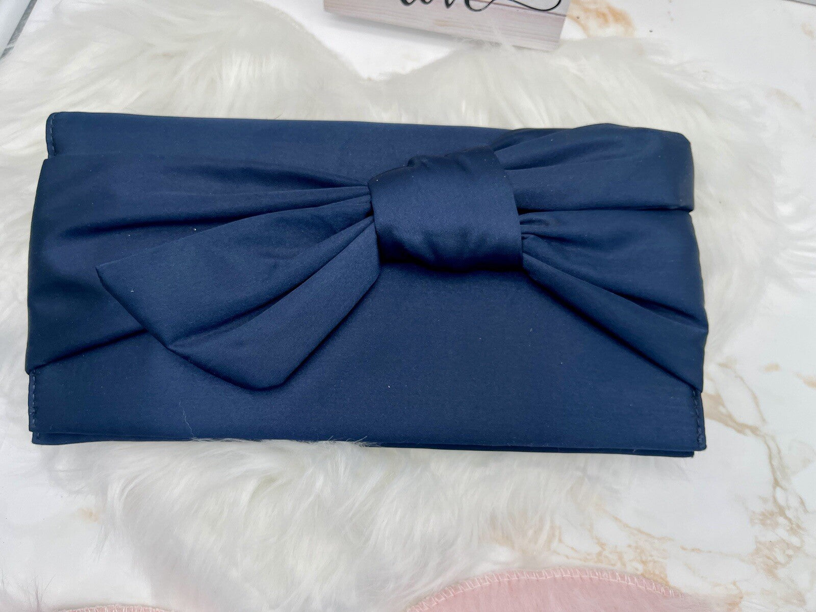 Inc International Party/evening Hand Bag One Size Satin Navy