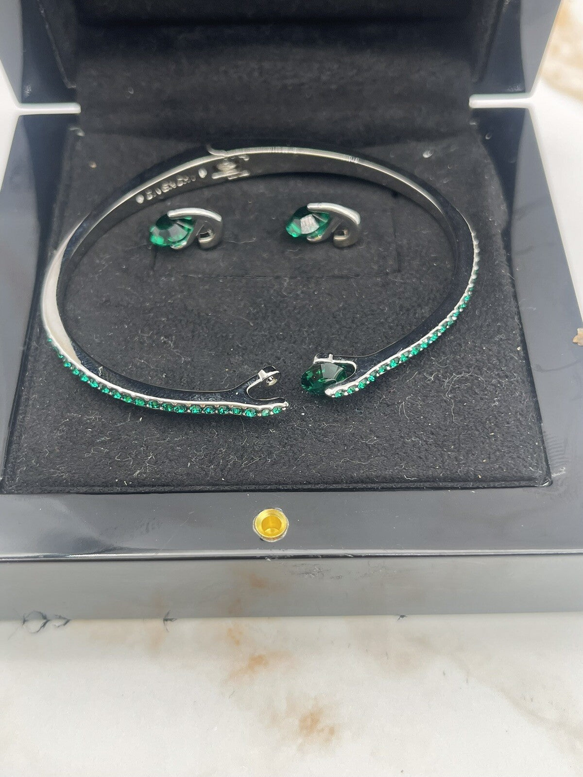 Givenchy 2pc Set Floating Stone & Crystal Cuff Bangle Bracelet And Earrings $78