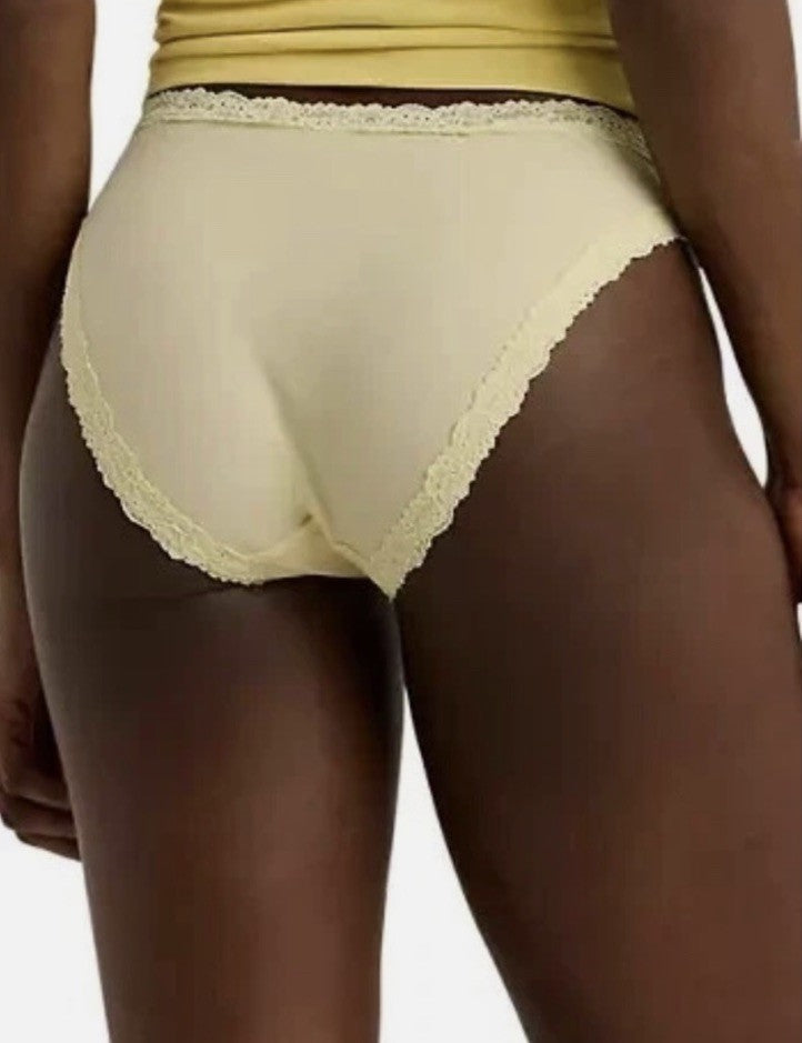 Lauren Ralph Lauren Womens Cotton & Lace  Bikini Brief S Lemon Chiffon