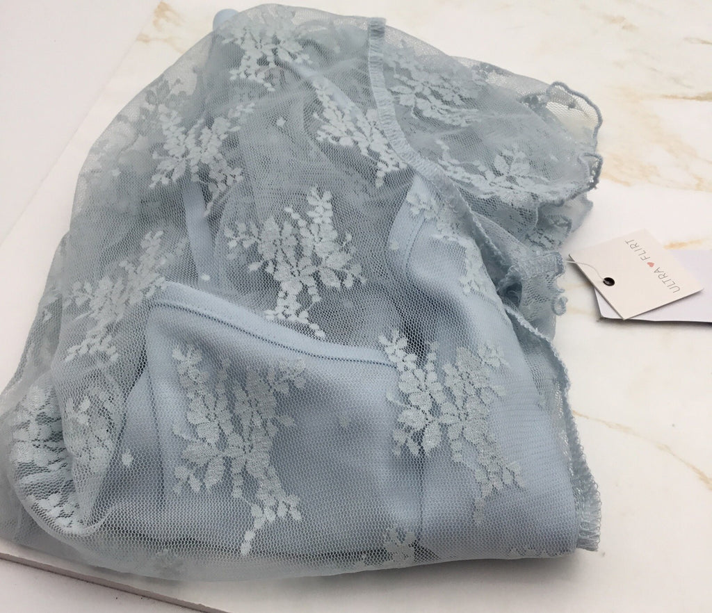 Ultra Flirt Junior’s Lace Tee & Cami Baby Blue Color Small Sheer