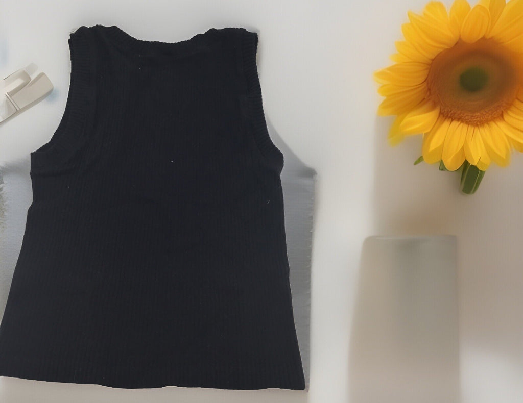 Hippie Rose Juniors Ribbed Crop Tank Top Black S