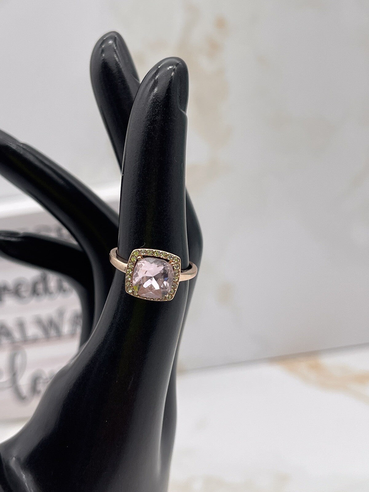 Charter Club Pavé Crystal Stone Square Halo 18K Rose Gold Plated Macys Size 6