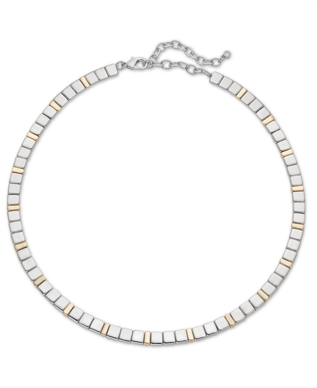 On 34th Two-Tone Square Beaded Collar Necklace, 16" + 3" Extender Multi