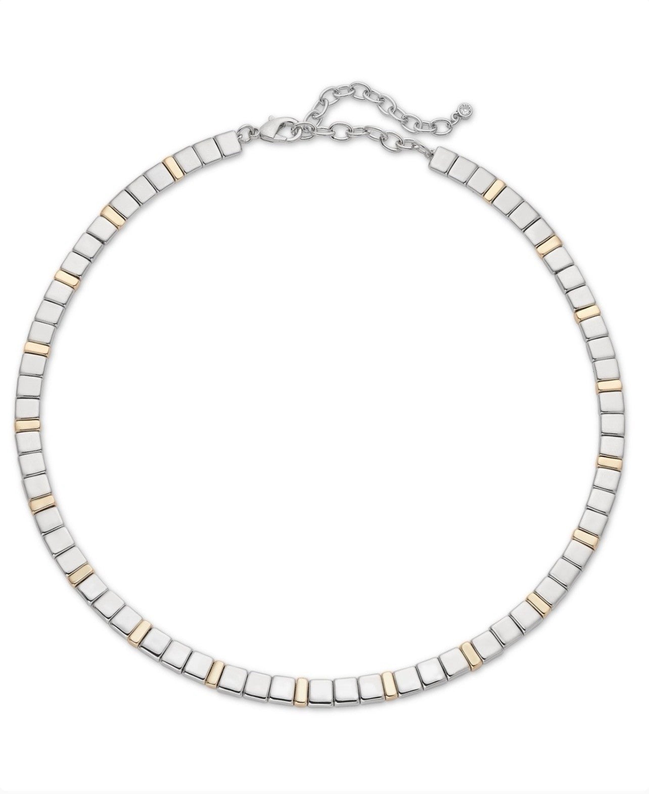 On 34th Two-Tone Square Beaded Collar Necklace, 16" + 3" Extender Multi