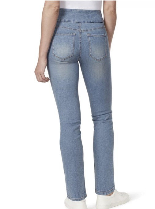 Gloria Vanderbilt Women's Blue Amanda Pull On Slim Straight Jeans Pants Size 4