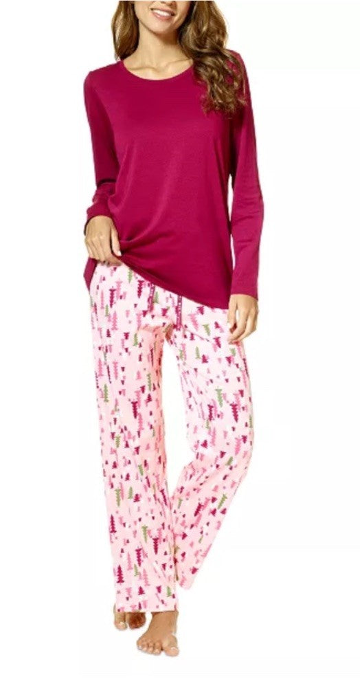 Hue Printed Pajama Pants Women's M Blossom Drawstring Elastic Waist Pull On