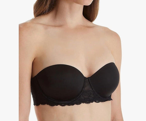 CALVIN KLEIN Seductive Comfort Lace Strapless Convertible Black Push Up Bra 65D