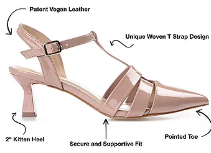 Journee Collection Women's Jazlynn T Strap Kitten Heel Dress Pumps Blush 9