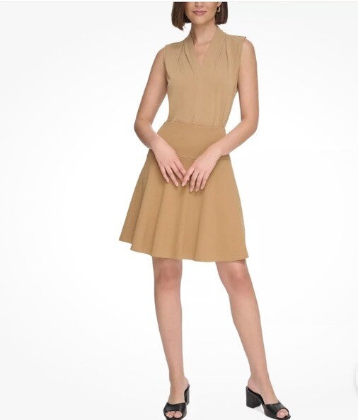 Calvin Klein Women's Brown Scuba-Crepe A-Line Skirt Petite Size 2P