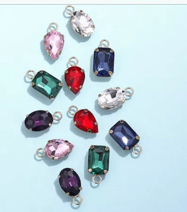 Unwritten Multi-Color Glass Mix and Match Hoop Earring Set - Gold