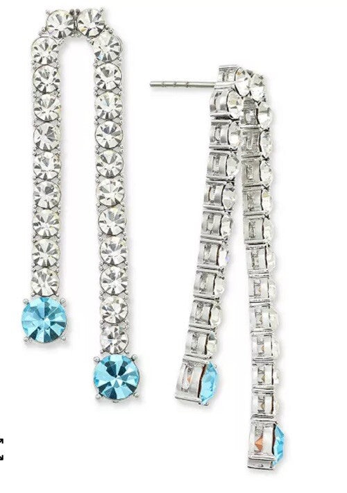 On 34th Crystal Double Chain Drop Earrings, Created for Macy's