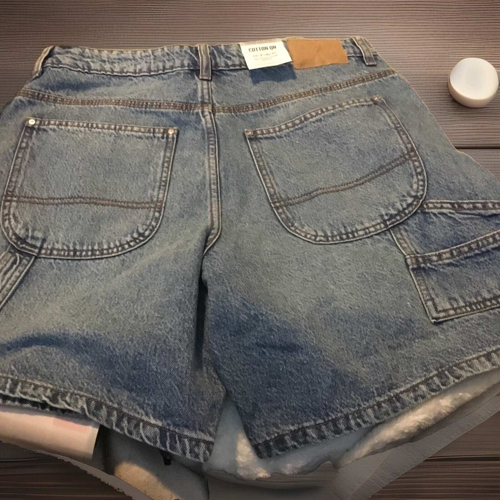 COTTON:ON Relaxed Denim Jort Jean Shorts Dark Wash Frayed  Sz 14