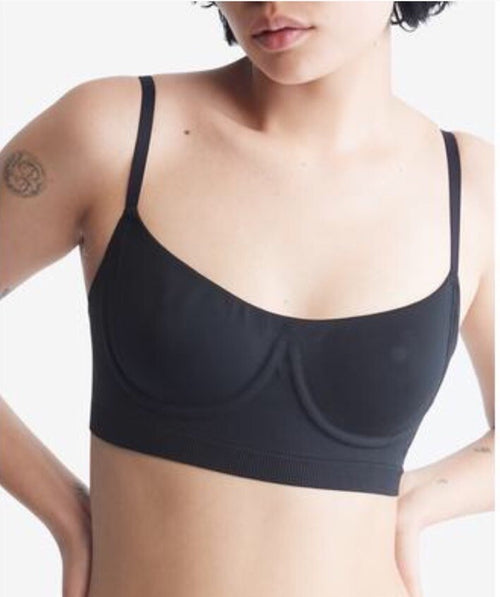 Calvin Klein Women's Bonded Flex Balconette Bralette QF6609, Black, Small