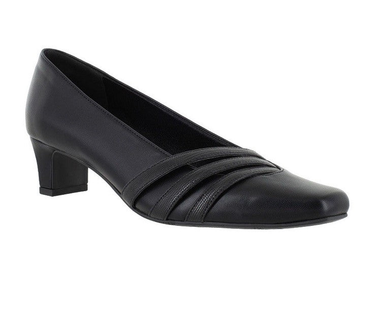 Easy Street Women's Entice Squared Toe Pumps, Black Lizard Size 8.5M