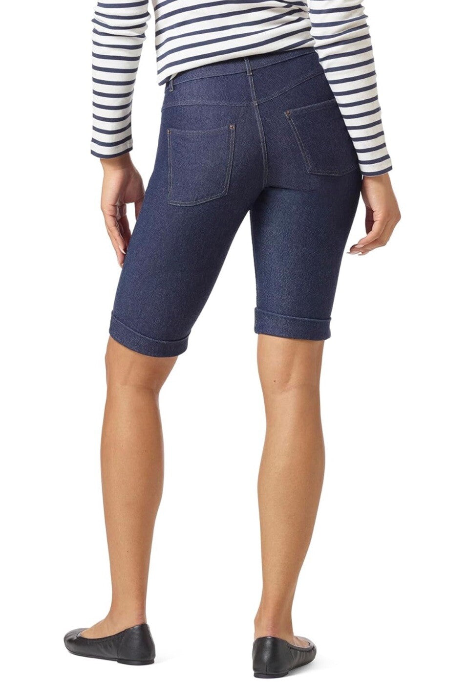 Hue Women’s Cuffed Essential Denim Shorts Deep Indigo Wash 1X U23345