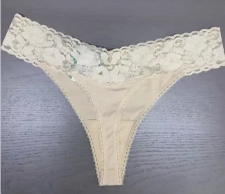 I.N.C. International Concepts Women's Lace-Trim Thong Underwear Almond Latte L