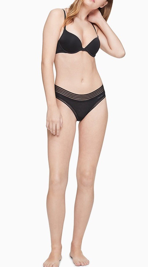 Calvin Klein Striped-Waist Thong Underwear Black L