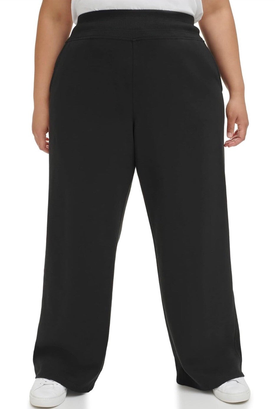 Calvin Klein Women Black High-Waist Wide Leg Sweatpants Pants Plus Size 1x