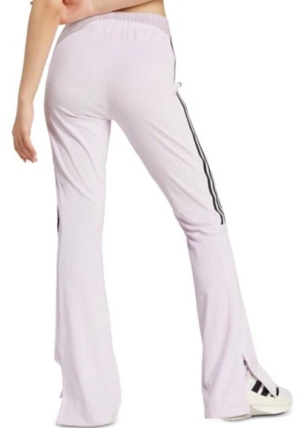 adidas Women's Tiro Ribbed Velour Flared leggings Size L Ice Lavender 