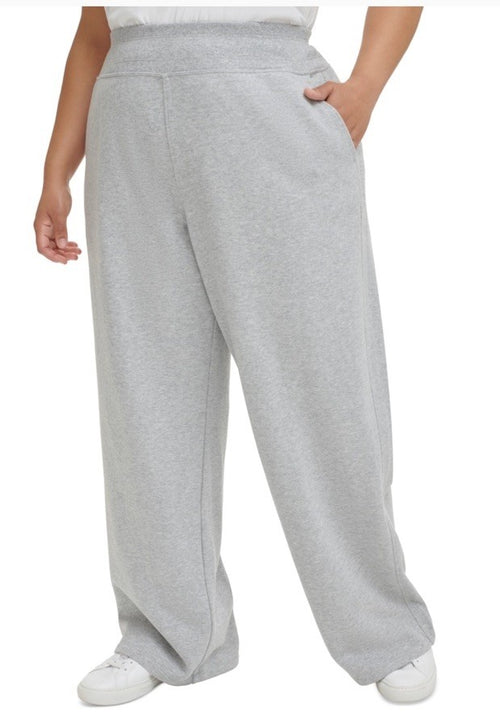 Calvin Klein Performance Women's Gray High-Waist Wide-Leg Pants Plus Size: 1X