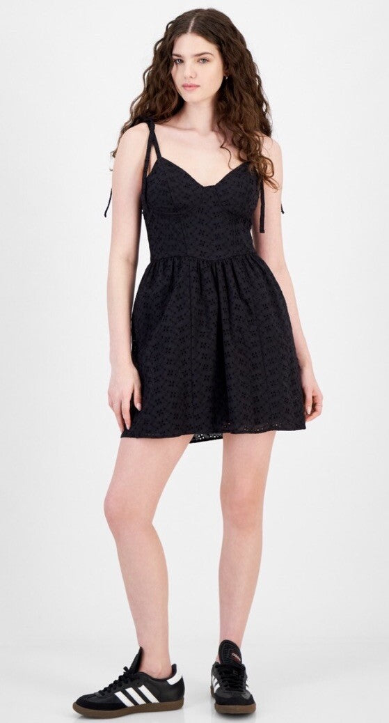 Self Esteem Juniors' Eyelet Corset Mini Dress Black XL