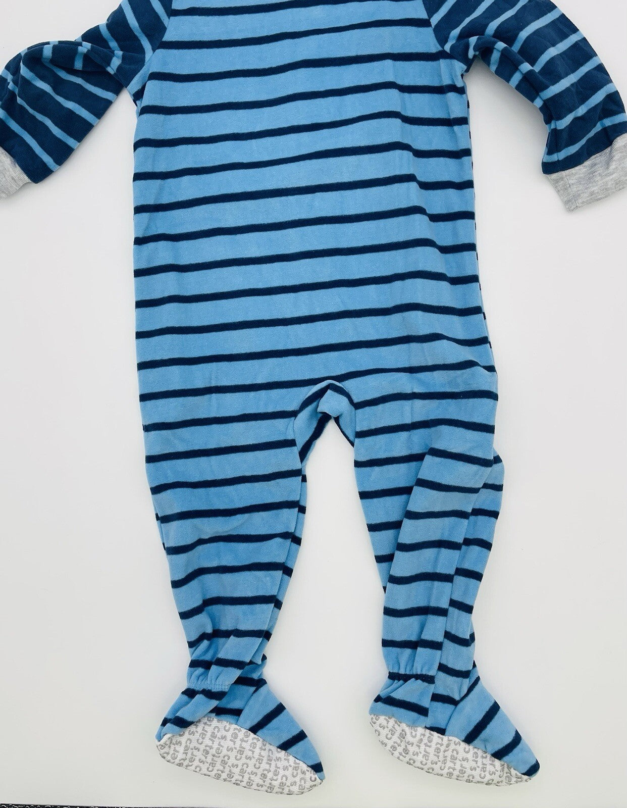 Carter's Baby Boy's Bulldog Puppy Striped Blue Pajama Sleeper, Size 24 Months