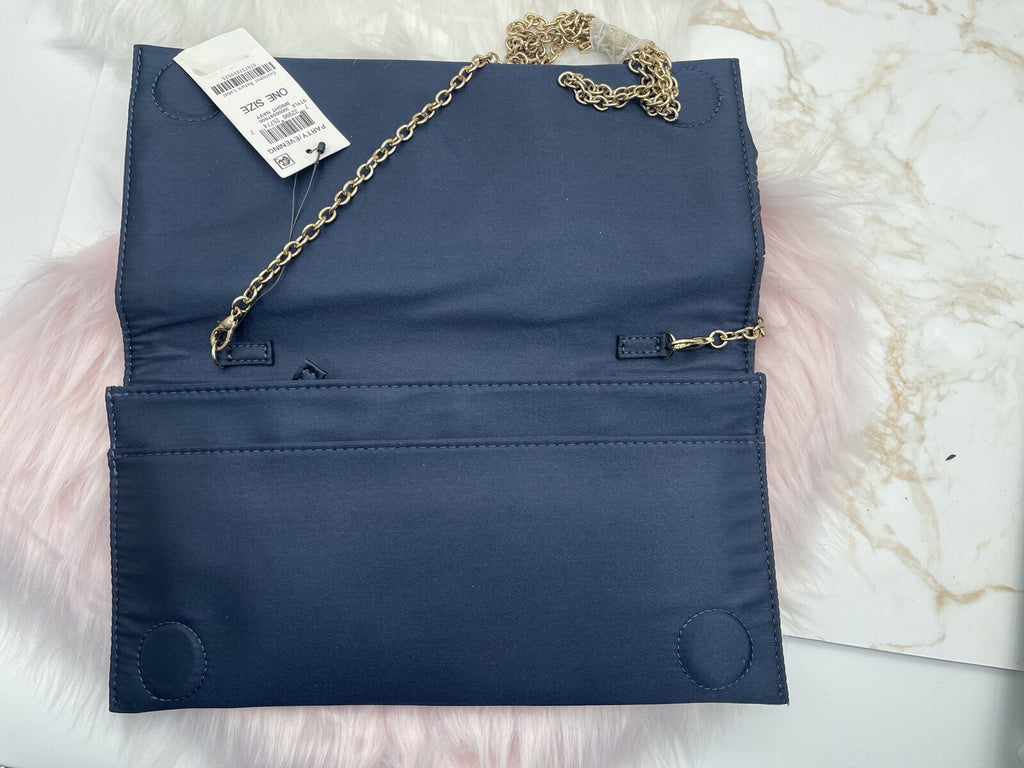 Inc International Party/evening Hand Bag One Size Satin Navy