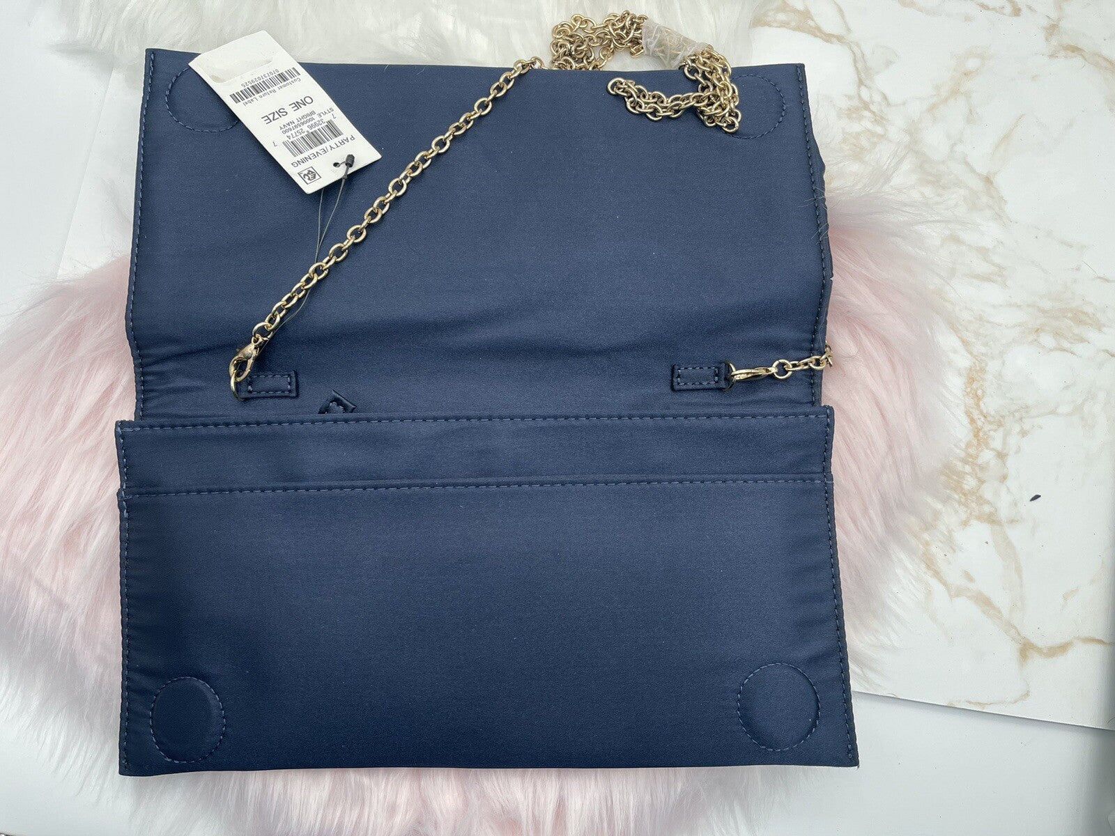 Inc International Party/evening Hand Bag One Size Satin Navy